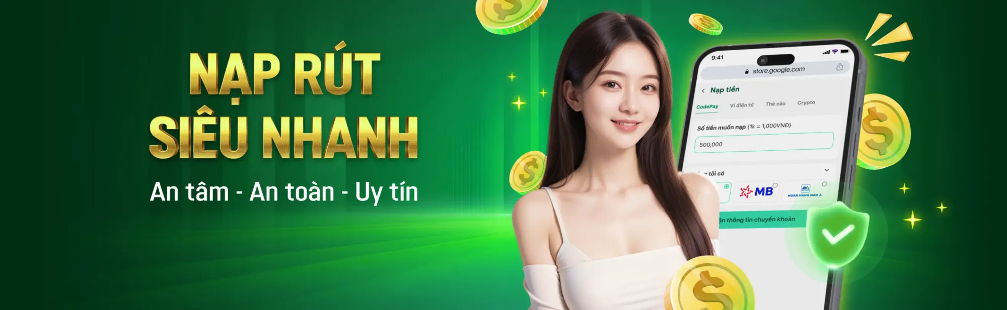 Baner nạp rút nhanh chóng